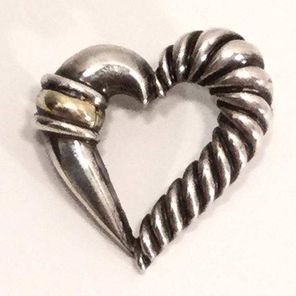 David Yurman Jewelry - David Yurman Sterling & 14K Cable Heart Pin/Brooch